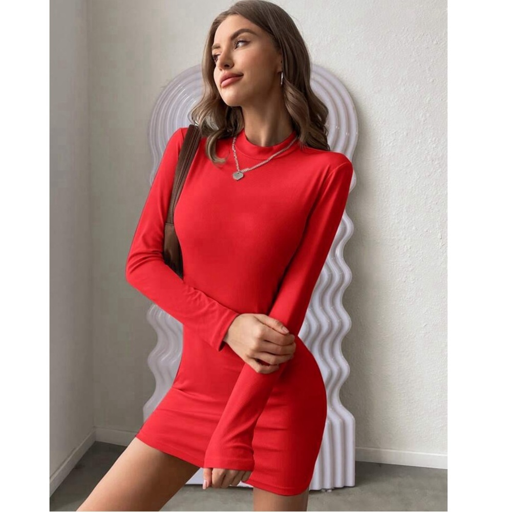 Heart Cutout Bodycon Mini Dress in Red - Picture 4 of 6